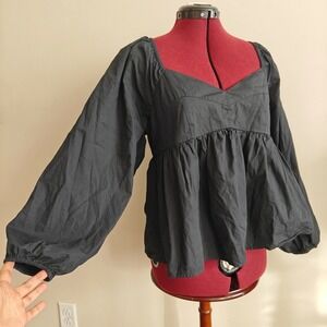 Banana Republic Womens Babydoll Top Puff Long Sleeve Sweetheart Neck Blouse Sz M